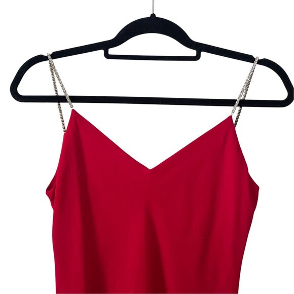 Dave & Johnny Red Maxi Rhinestone Strap Cocktail Dress SZ S Formal - Picture 3 of 10